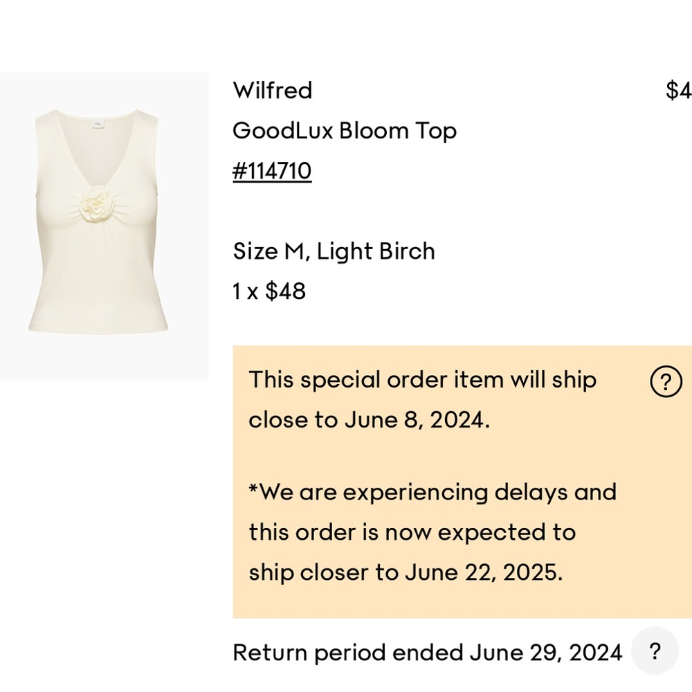 Aritzia Bloom Top - Light Birch - Size Medium - Picture 4 of 8